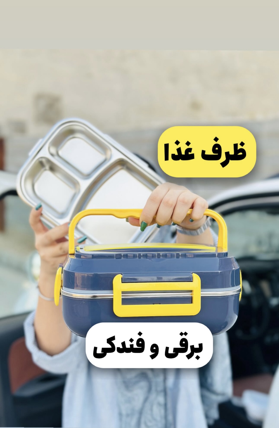 دیگه بین راه یا محل کارت غذای سرد نخور،ظرف غذا برقی و به فندک ماشین هم وصل میشه😍